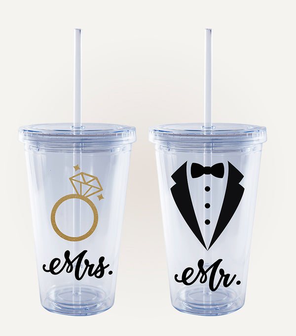 100 Vasos Vinil + 2 Vasos Acrílico para Boda - Top Knot Party
